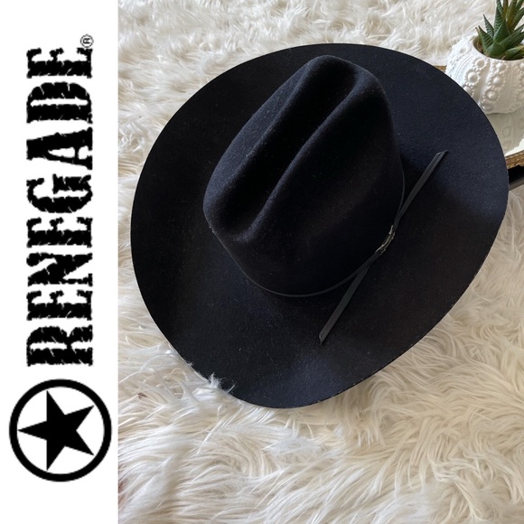 RENEGADE ⭐️ western black felt cowboy cattleman hat, 55cm circumference - Picture 6 of 16
